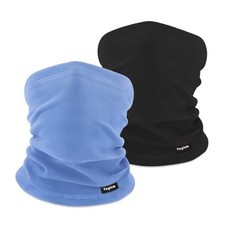 Adult Fleece Neck Warmer Gaiter  Windproof Face Mask for Black/Light Blue