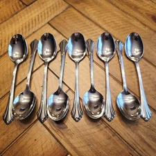 Set Of 9 Oneida BANCROFT Tablespoons Stainless Flatware USA 6 7/8" Big Spoons