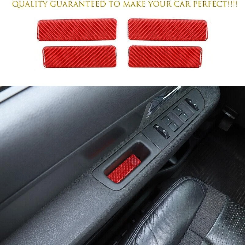 Red Carbon Fiber Interior Door Slot Sticker Trim 4pcs For Ford F-150 2009-2014