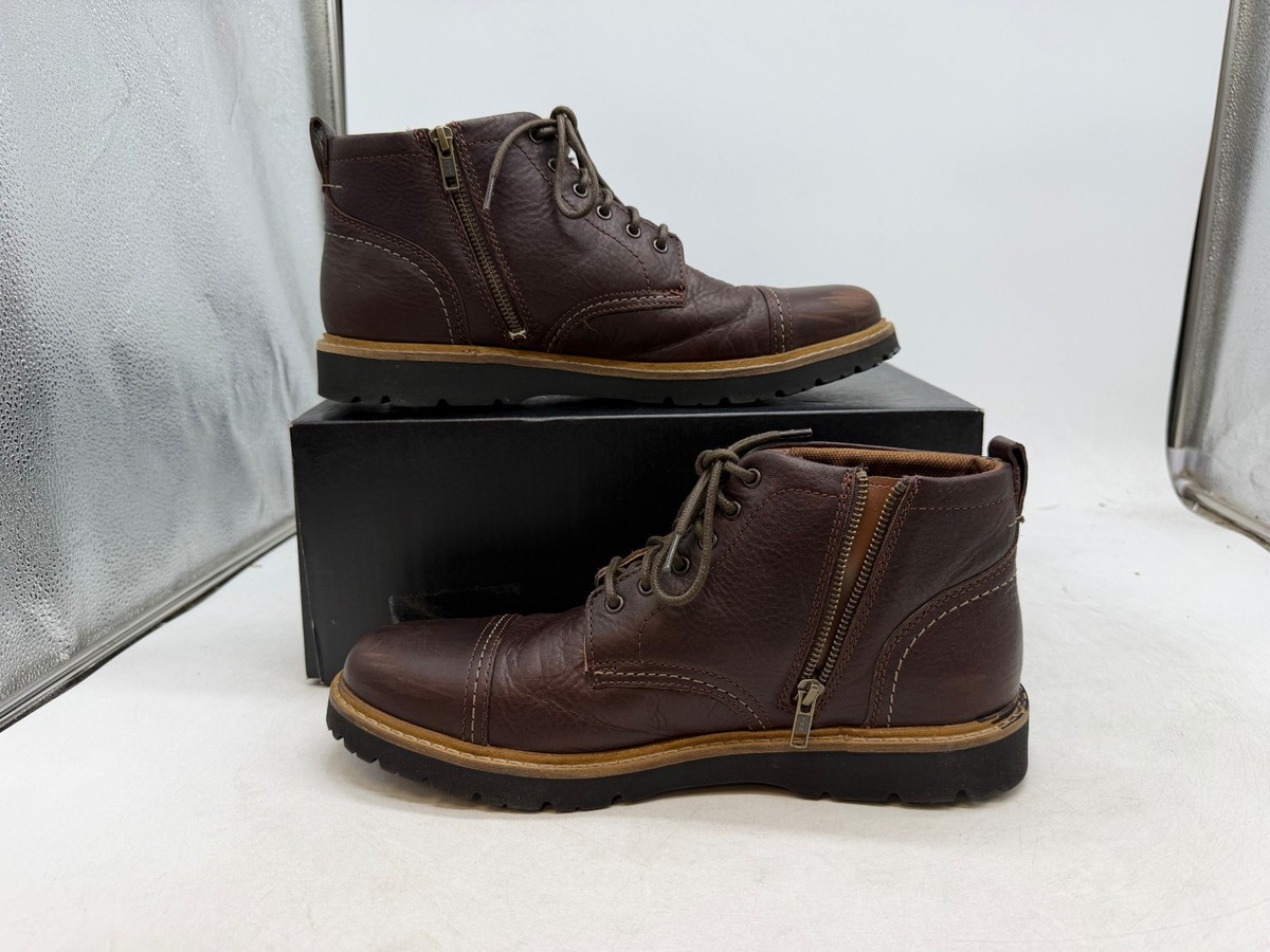 Clarks Men\'s Mettro Tall Brown Leather Lace-Up Zip Boots Size 12 Amazon.com | Clarks Morris Lace Waterproof | Chukka main image 4