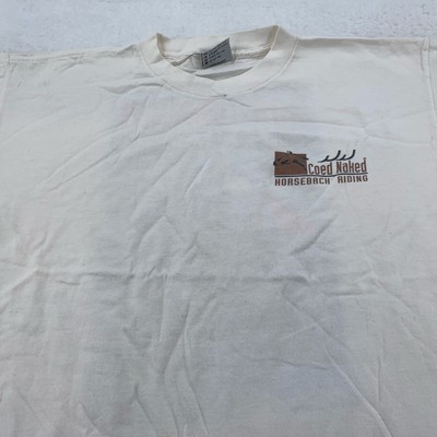 Vintage Coed Naked Horseback Riding Shirt Mens Large Del Val College Funny 90s