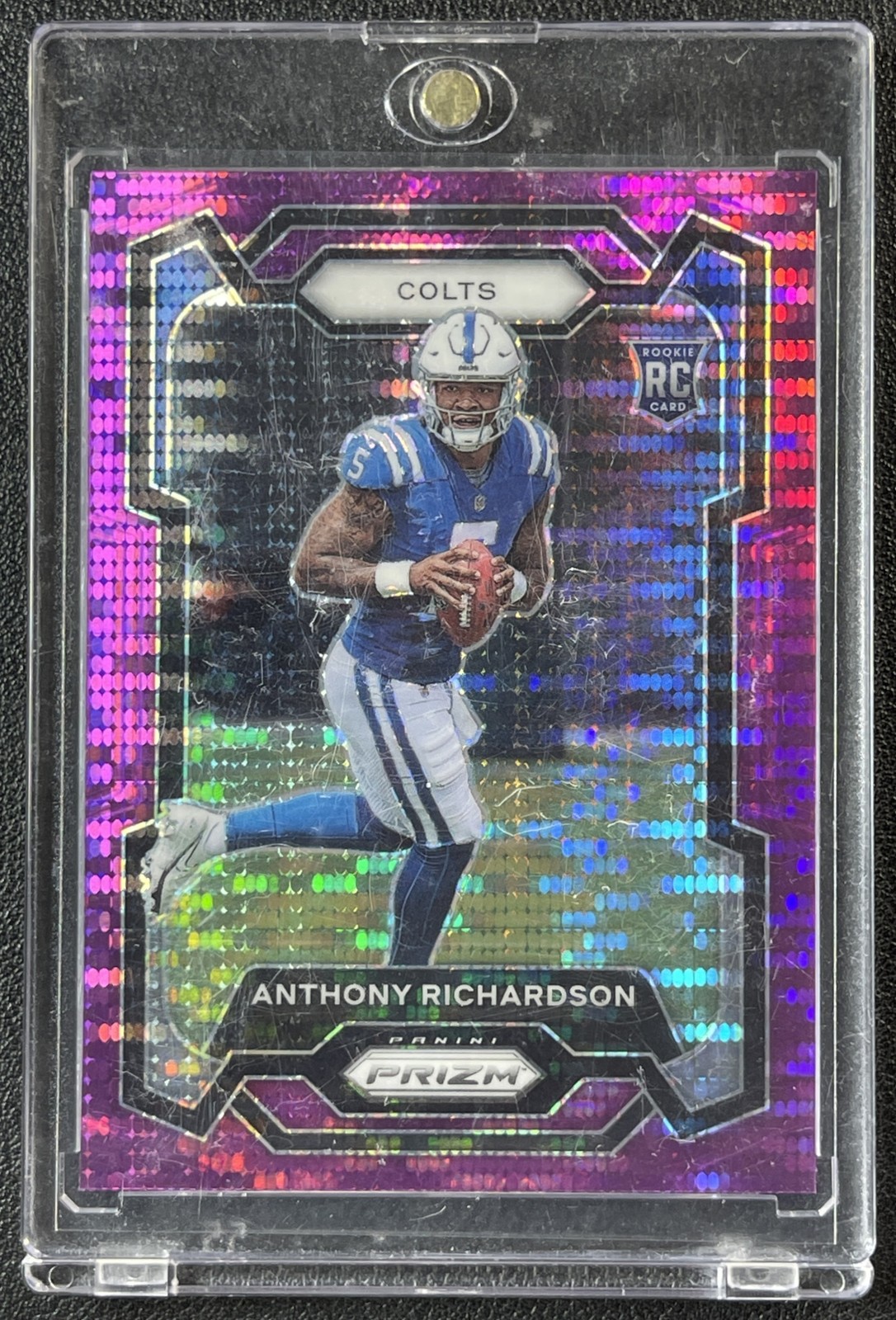 ANTHONY RICHARDSON 2023 PANINI PRIZM #343 ROOKIE PURPLE PULSAR RC COLTS