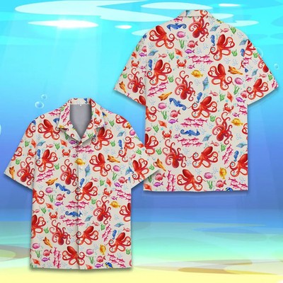 Octopus Marine Life Hawaiian Shirt Summer Beach Vacation Men Women