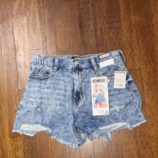 Rewash Super High Rise Acid Wash Cutoff Denim...