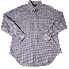 Polo Ralph Lauren Long Sleeve Button Down Shirt Purple Checkered Size 17 34/35