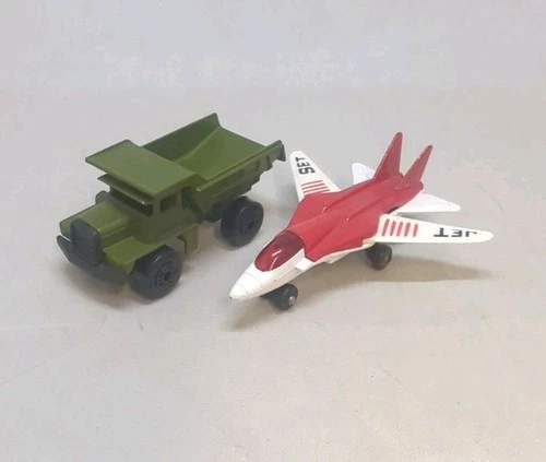 Matchbox Lesney Superfast No27 & 28 Mack dump truck & swing wing jet plane X2