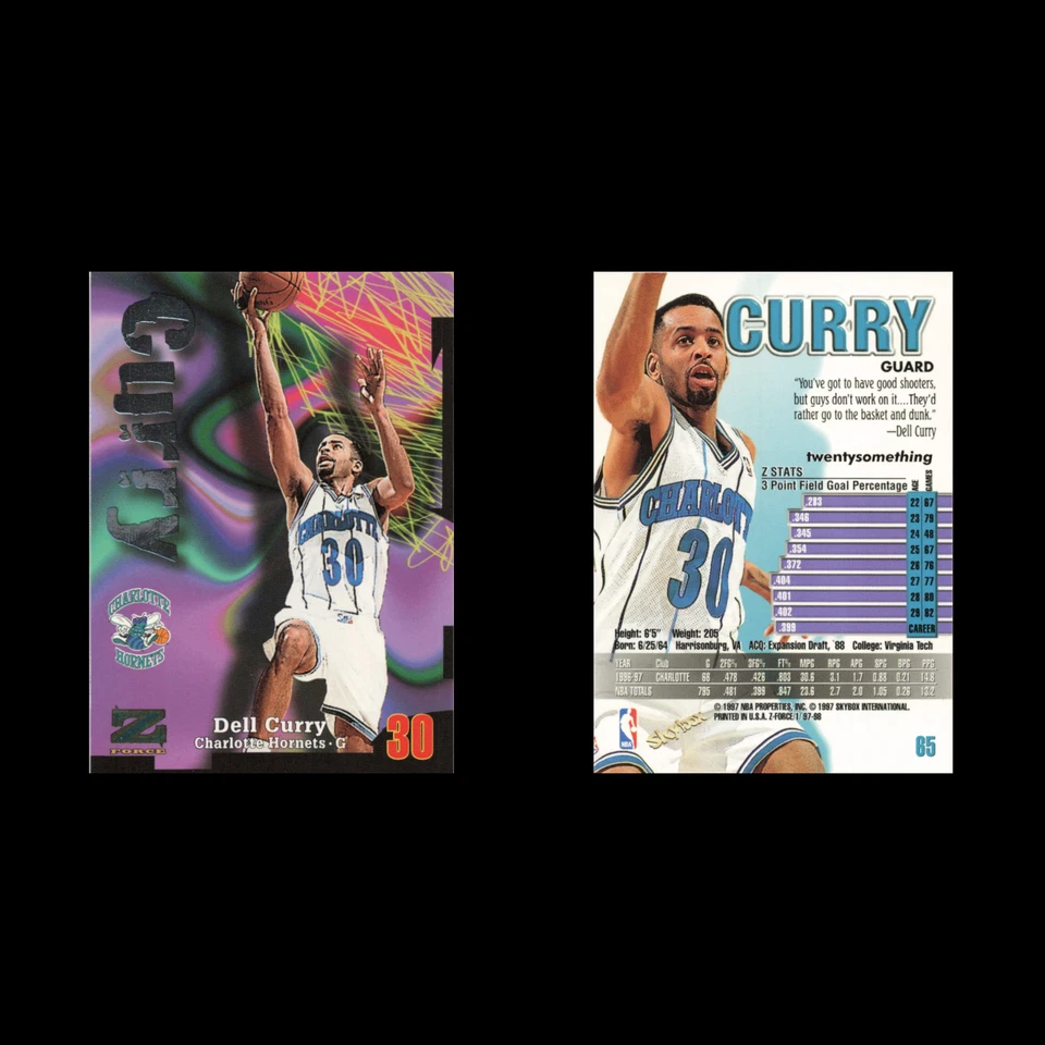 Dell Curry #65 1997 SkyBox Z-Force Charlotte Hornets Basketball Card NBA NM - Image 3 of 3