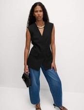 Marks & Spencer Womens Collarless Waistcoat in Black - M&S