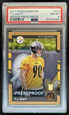 2017 Panini Donruss T.J. Watt RC Press Proof Bronze Rookie #372 Steelers PSA 8