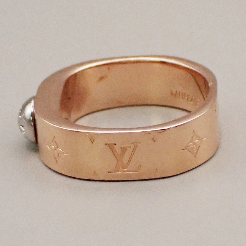 Anillo LOUIS VUITTON Nanograma Talla S Oro Rosa Plata M00213 Italia 30RF611 Foto 3 de 4