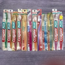 12 Vintage Colgate Plus Toothbrush Diamond 2 Shaped Full Head SOFT Bristles