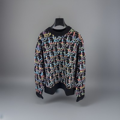 Dior Oblique Black Wool Jacquard Sweater Size: XL UK