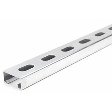 Single Channel Strut, Half Slotted, Aluminum, Plain, 9/16 In X 1-1/8 In Hole