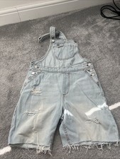 Girls Short Denim Dungaree Age 10-11 146 Cm Height New Without Tags Lovely Item
