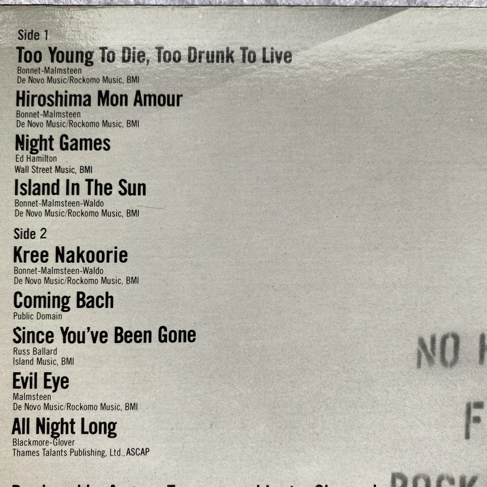 Alcatrazz No Parole From Rock 'n' Roll Live Sentence LP Album SLAM 12 1989 EX.EX Foto 4 de 4