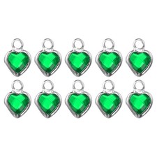 10Pcs Silver Plated Heart Charm Metal Charm Pendant Green 9x7mm