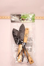 Ames 3-Piece Wood Handle Trowel, Cultivator, and Transplanter Garden Tool Set