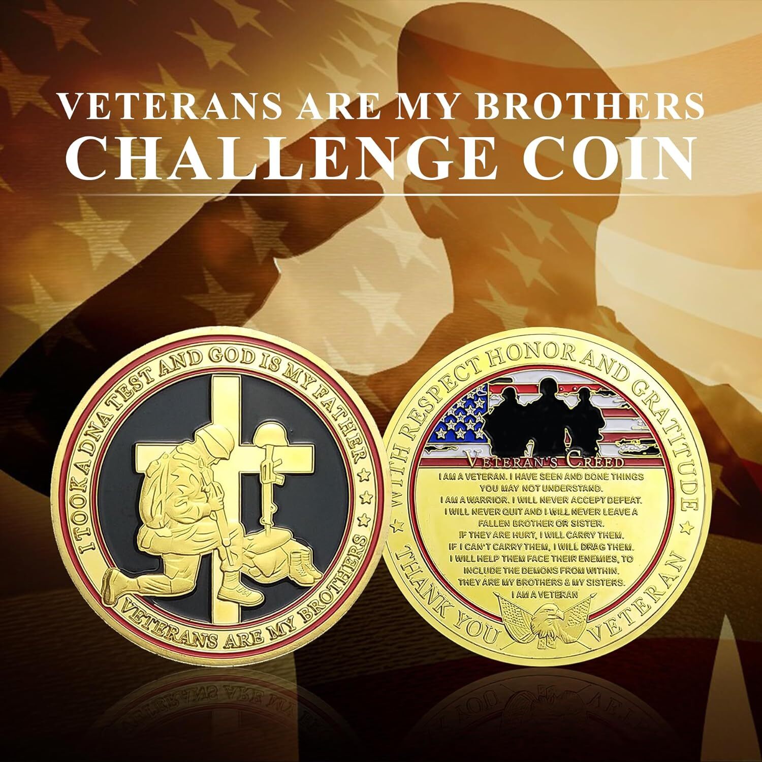 Veterans Challenge Coin Veterans Creed Thank You for Veterans, Appreciation Gift