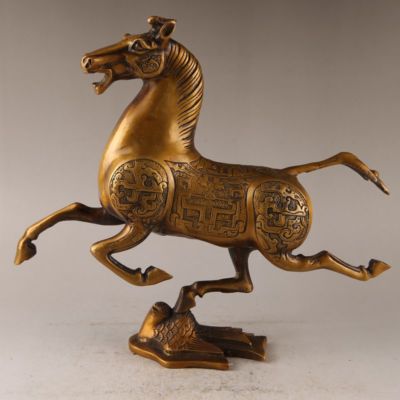 古董中国老式手工青铜中国生肖马雕像装饰| eBay