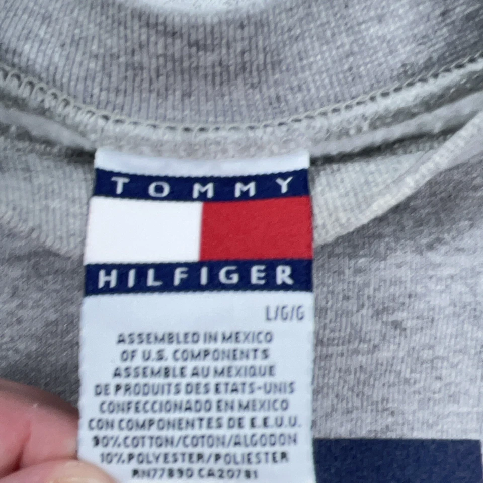 Sudadera de Colección Tommy Hilfiger Mujer Grande Gris Cuello Redondo Suéter Niña Y2K * Foto 3 de 4