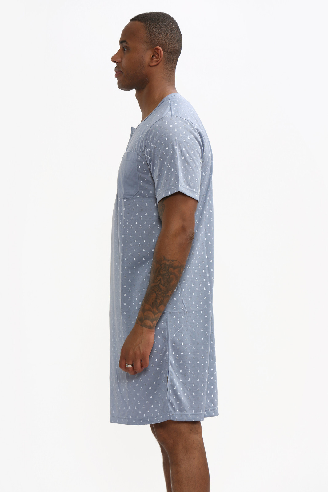 Mens Short Sleeve Night Shirt Cotton Blend Long Length Mens Boys PJ