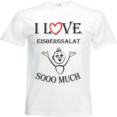 T-Shirt I Love Eisbergsalat für Damen Herren und Kinder ... in der Farbe Weiss