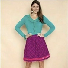  68 NWT Matilda Jane Tinsley Skirt Purple Plaid Tulle Velvet Trim size Small NWT