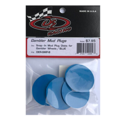NEW DE Racing DER-GMP-B Snap-In Mud Plugs Disk : Gambler Wheels Blue (4)