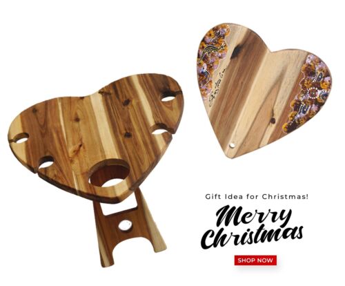 Gift Set Heart Shaped Picnic Table and Cheeseboard - Christmas Gift - Zdjęcie 1 z 3