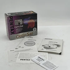 PENTAX Pentax Optio S40 4.0MP Digital Camera Silver Box Manual & Paperwork Only