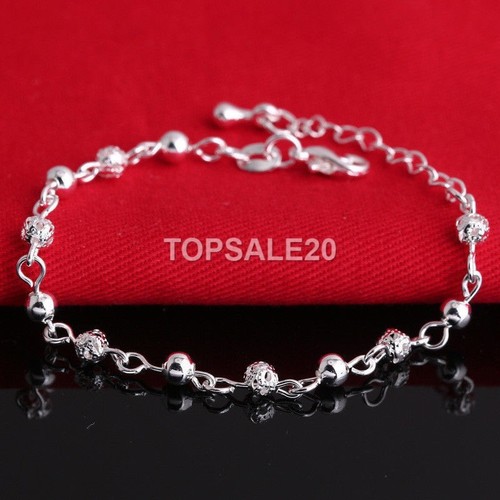 925 Sterling Silver Plated Barefoot Bead Ankle Chain Bracelet Anklet jewellery - Picture 2 of 8