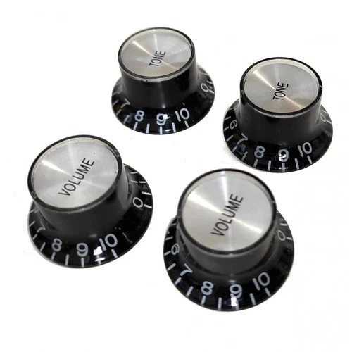 4 Gibson SG style Black Tone + Volume Knobs with Silver Reflector Cap