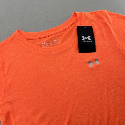 Under Armour Shirt Womens S Orange Heather Tech Twist Loose Activewear Heatgear