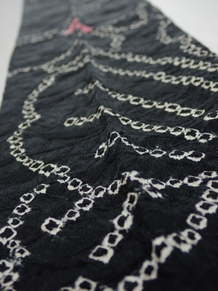 2V03z40 Japanese Kimono Silk FABRIC Butterfly Black 72.4x4.9