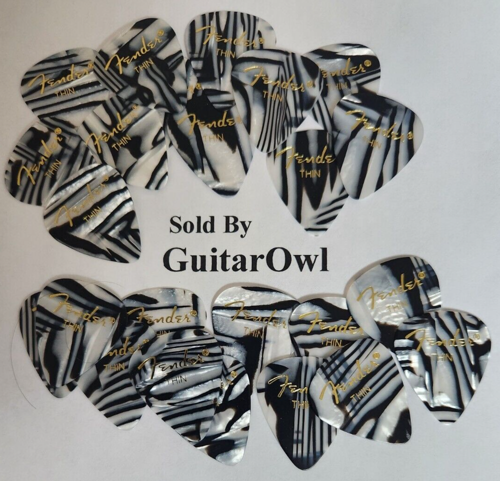 Fender 351 Zebra Guitar Picks Thin 24 Picks HOT STAMPED NEW OLD INVENTORY