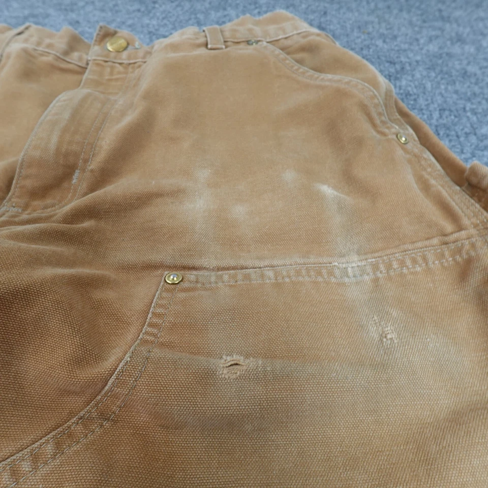 Carhartt B01-BRN Pants Jeans Mens Double Knee Canvas Work 33x34 Distressed USA - Image 3 of 4