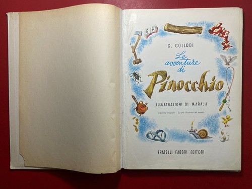 COLLODI - AVVENTURE PINOCCHIO Fabbri Grande Formato 1955 Libro illustrato MARAJA - Foto 2 di 10