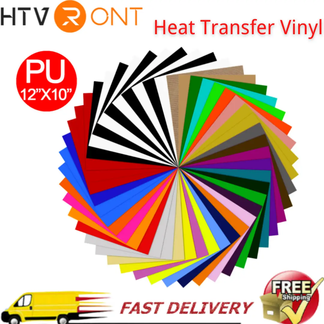 HTV Heat Transfer Vinyl Bundle Sheets: 12'' x 10 PU Iron on Vinyl