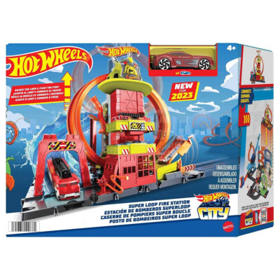 Hot Wheels Stadt Super Loop Feuer Station Spielset Kinder Toy Auto Spiel Neu