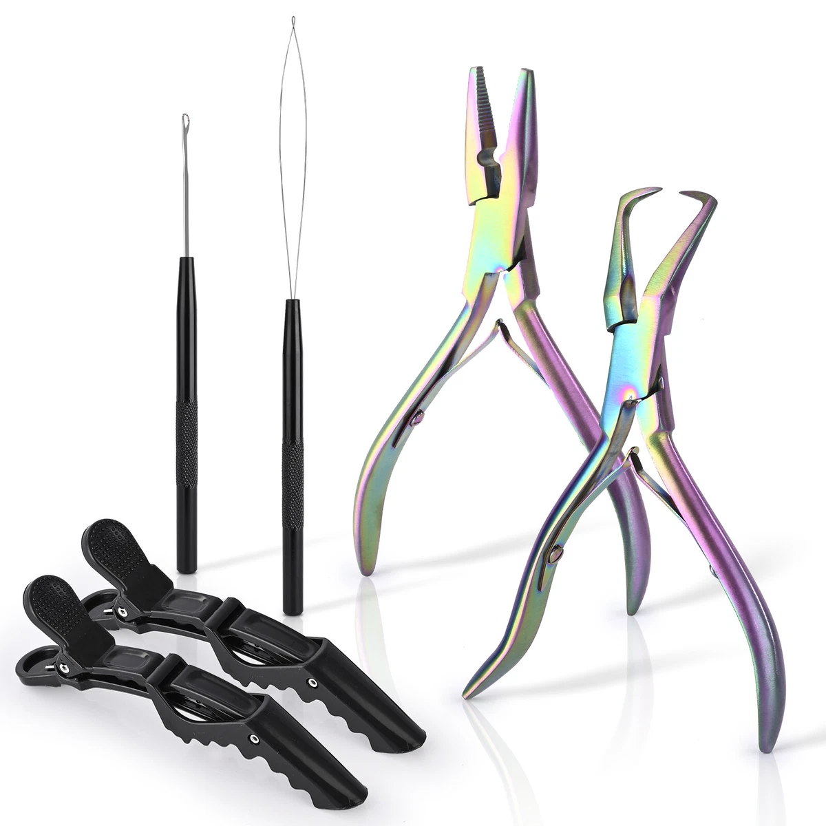 Hair Extension Tools Micro Links Beads Closer Pliers Puller Hook Hair Clips  Set