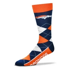Denver Broncos NFL Men's Argyle Line Up Crew Socks - OSFM