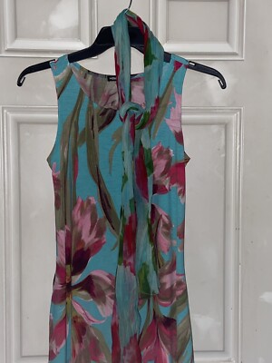 Heimish USA  Multicolor Floral Hawaiian Dress W Scarf & Pockets SZ S NWOT