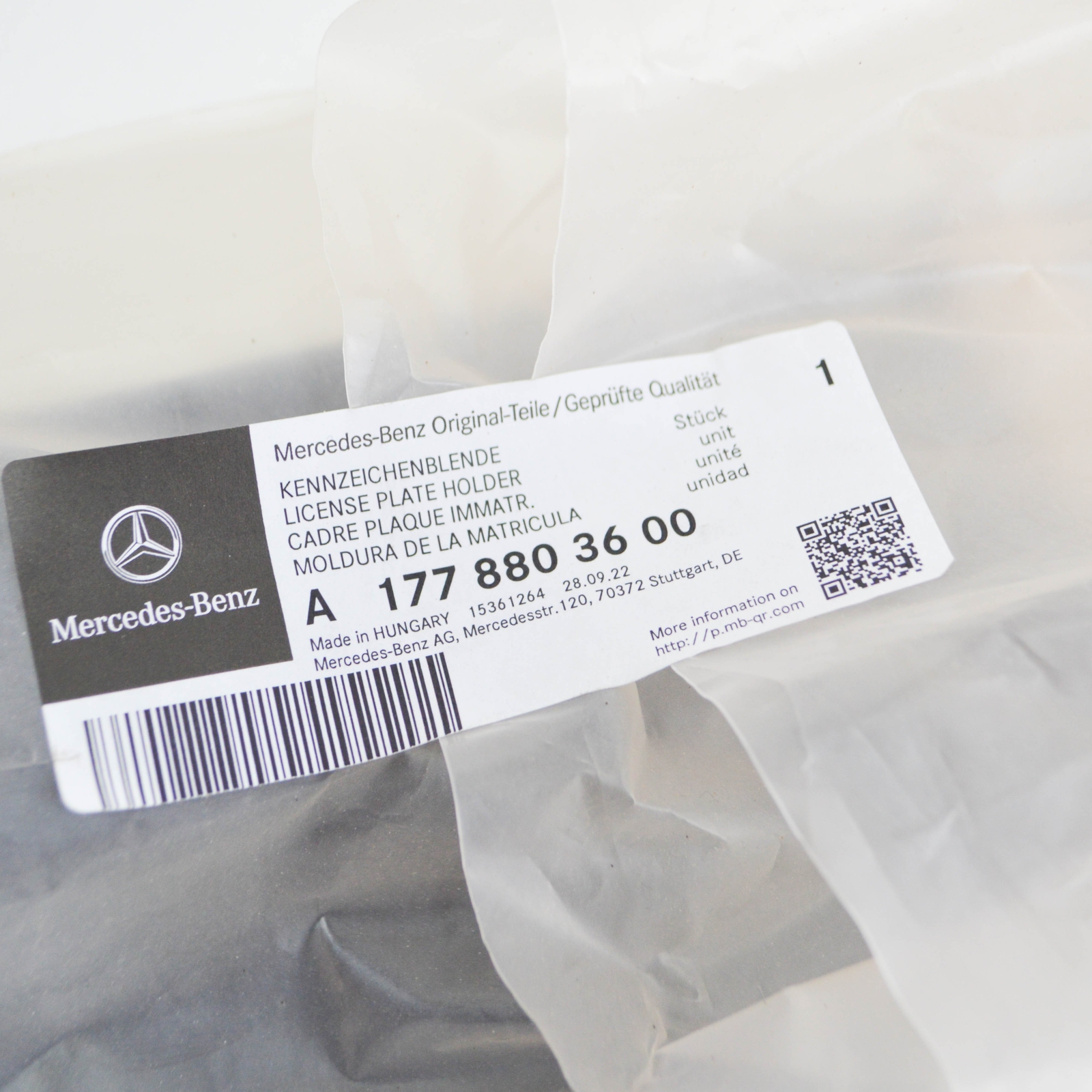 Genuine Mercedes-Benz W177 2018 - 2020 Front Number Plate Hoder 