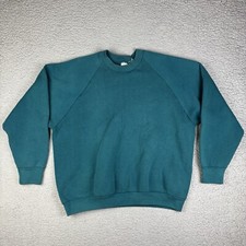 Vintage 90s Fruit Of The Loom Teal Crewneck Sweatshirt Sz XL Ladies Made In USA