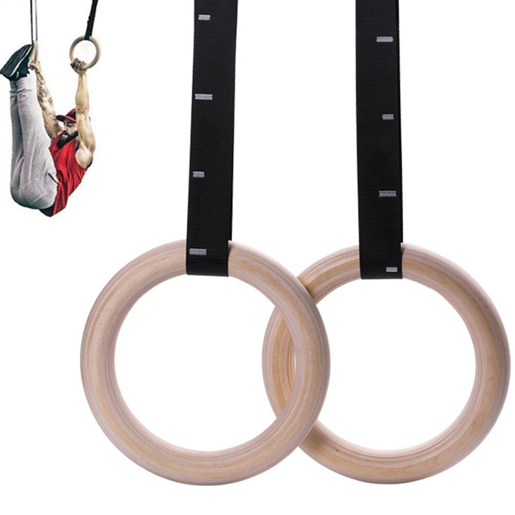 Double Load Bearing Wooden Gym Rings Perfect for Physical Training Sessions