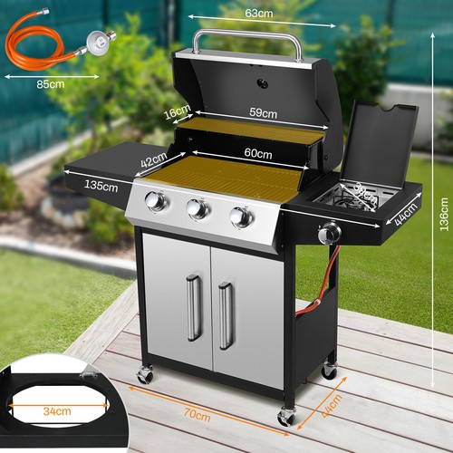 Gasgrill Edelstahl 3+1 Brenner Standgrill Grillwagen BBQ Grillstation Griller DE - Bild 2 von 11