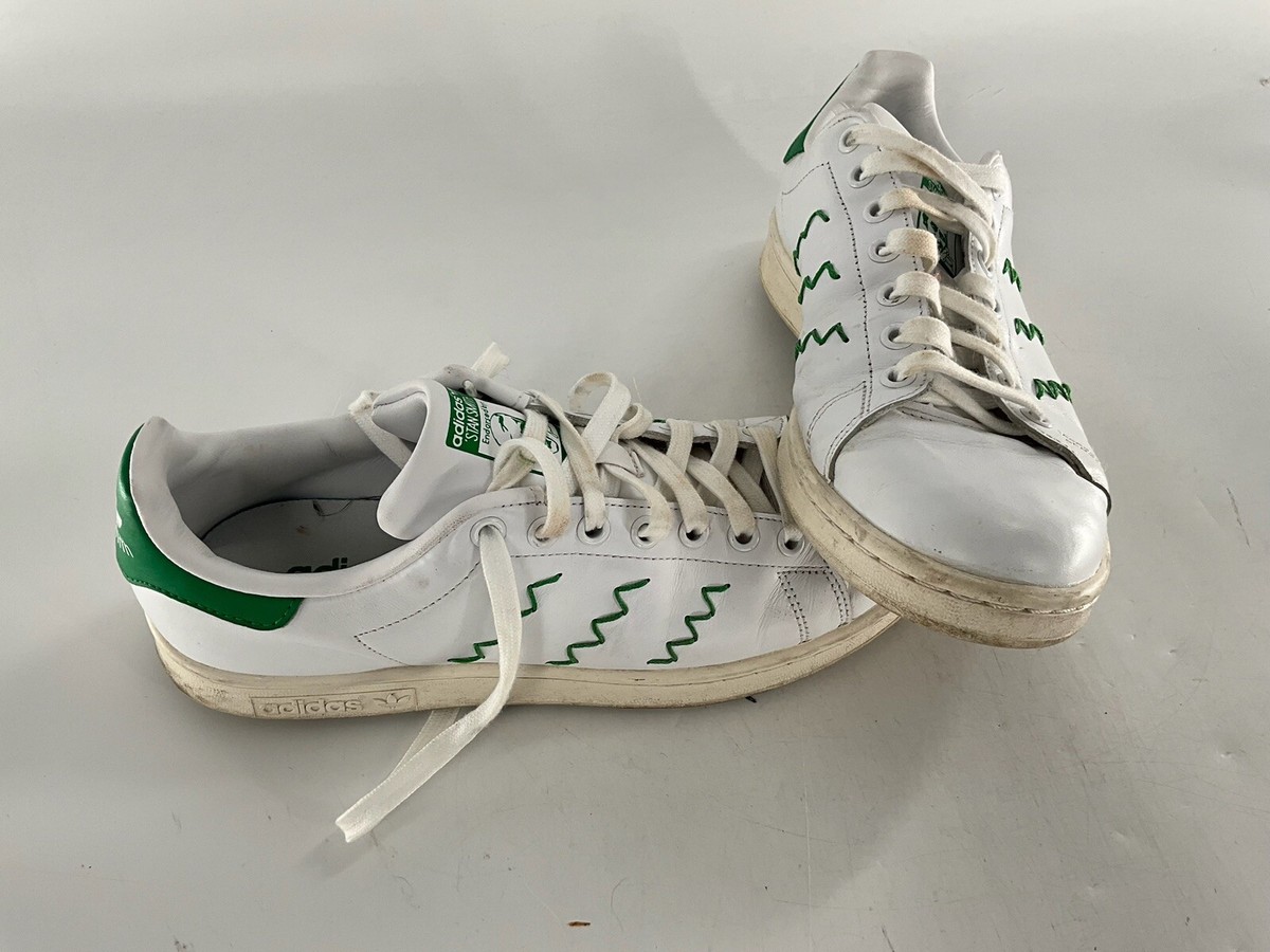 Adidas Stan Smith Sneakers Sz 8.5 Men White Green Zig Zag