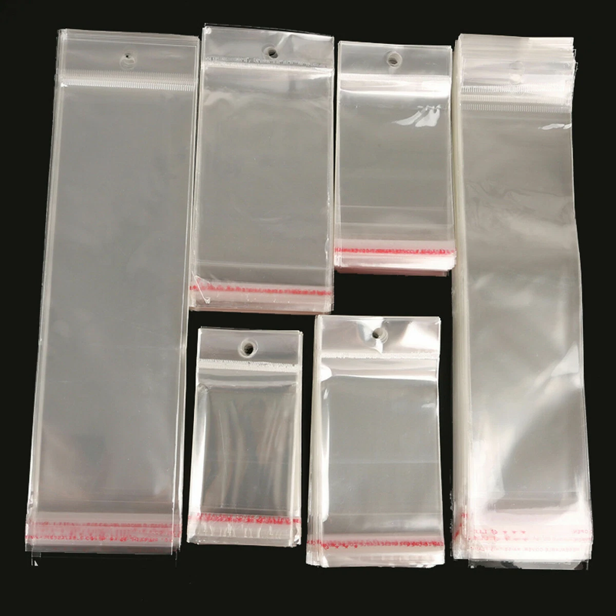 White Clear Self Seal Bags Plastic Retail Packaging Pouches Reclosable Hang  Hole