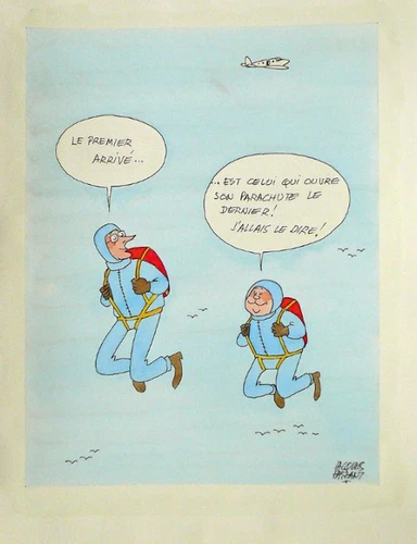 Jacques Faizant Original Watercolor! [CHIRAC / BARRE]