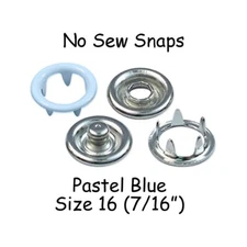10 Pastel Blue - Open Ring No Sew Snap Fasteners - Size 16 (7/16") - Nickel Free